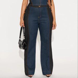 FASHION NOVA Busy Body Stretch Tailored Dark Wash JEANS Size: 16